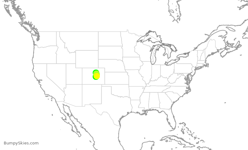 Turbulence forecast map for SWA2137, DEN to COS