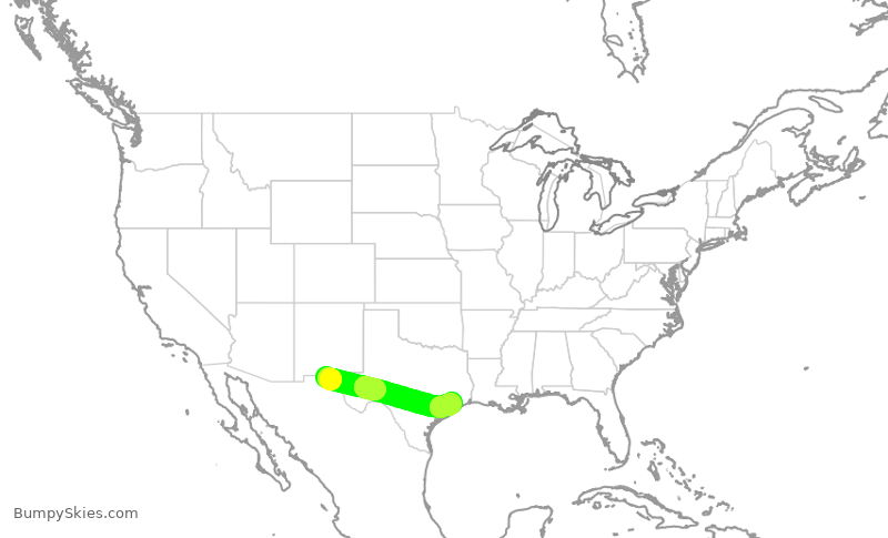 Turbulence forecast map for SWA2146, ELP to HOU