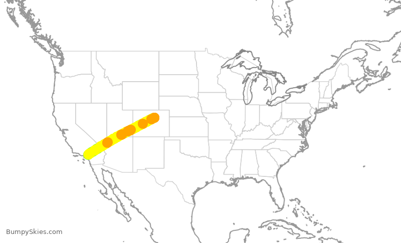 Turbulence forecast map for SWA2154, ONT to DEN
