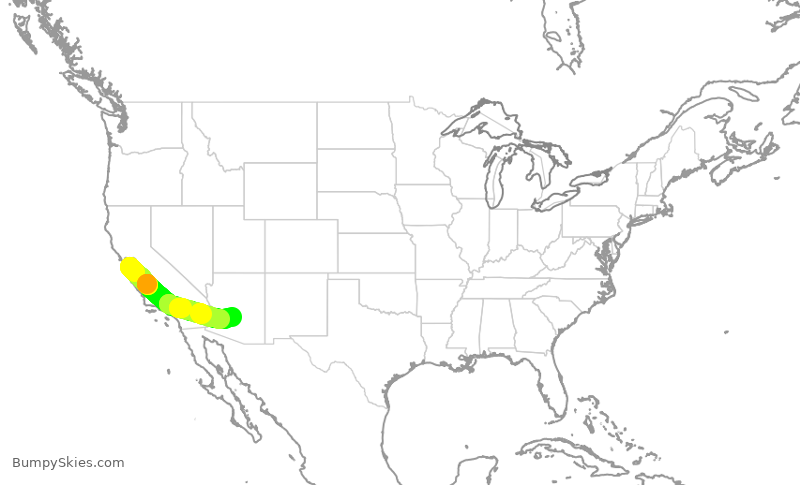 Turbulence forecast map for SWA2154, SJC to PHX