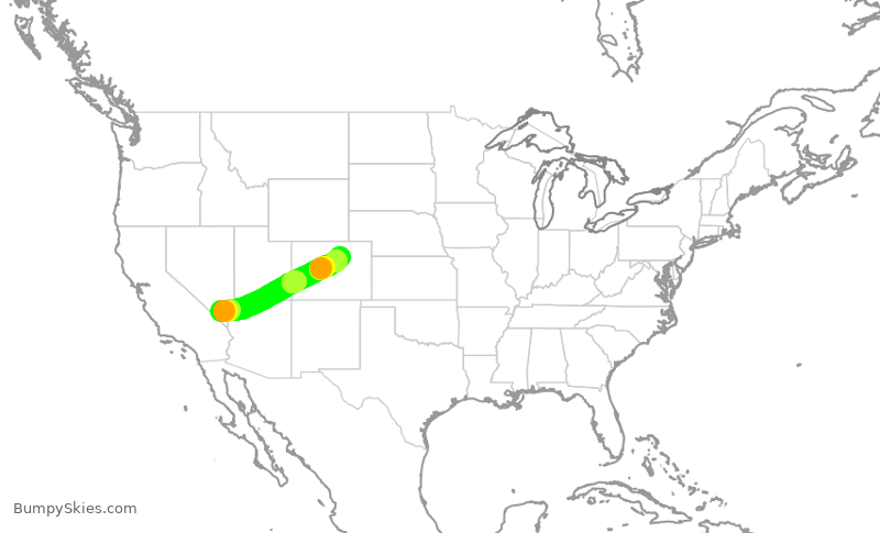 Turbulence forecast map for SWA2156, LAS to DEN