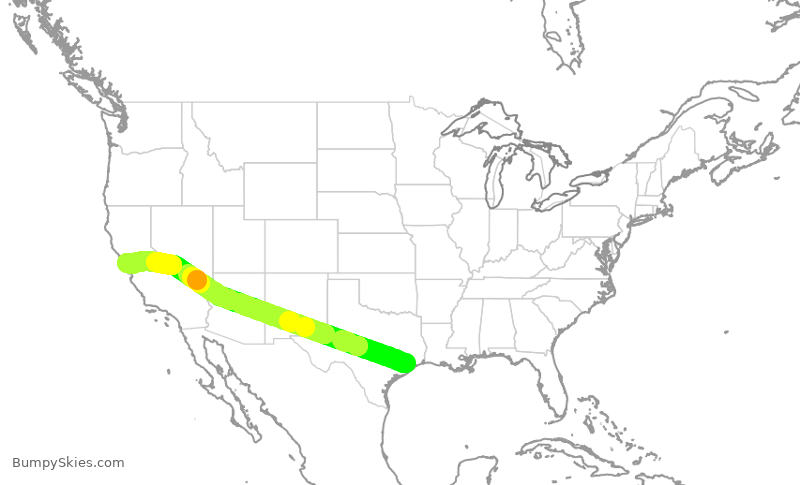 Turbulence forecast map for SWA2161, HOU to OAK