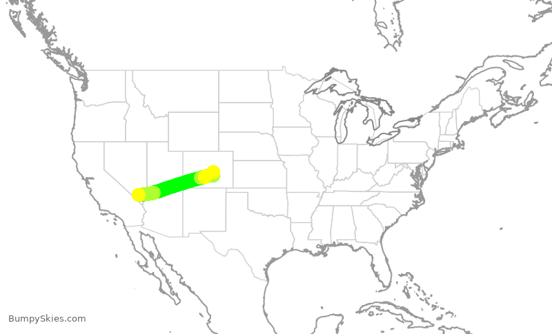 Turbulence forecast map for SWA2171, LAS to COS