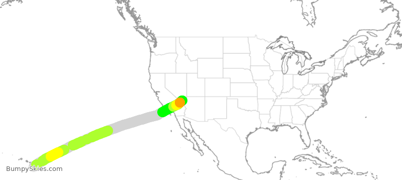 Turbulence forecast map for SWA2171, KOA to LAS