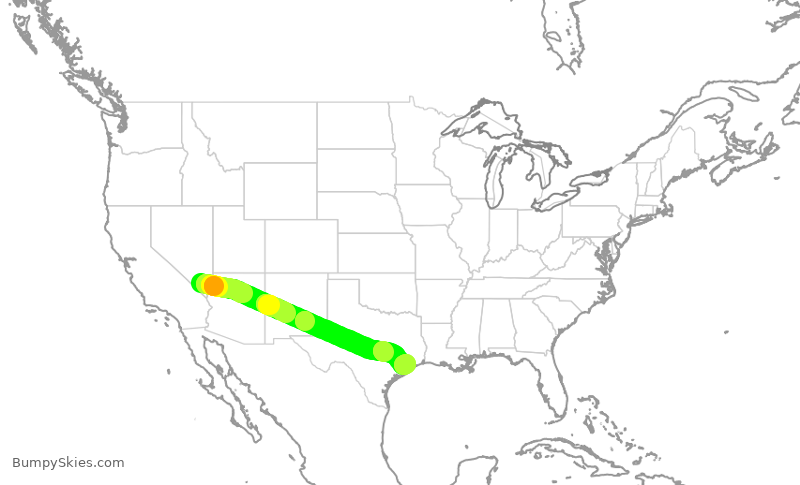 Turbulence forecast map for SWA2172, LAS to HOU