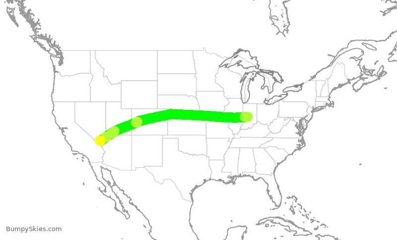 Turbulence forecast map for SWA2173, IND to LAS