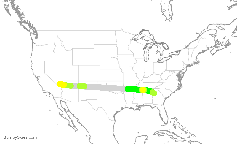 Turbulence forecast map for SWA2179, LAS to ATL
