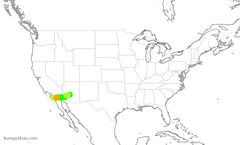 Turbulence forecast map for SWA2181, SAN to PHX