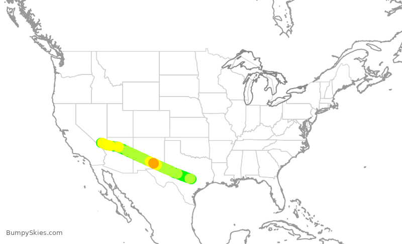Turbulence forecast map for SWA2184, AUS to LAS