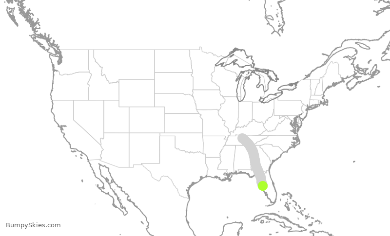Turbulence forecast map for SWA2186, TPA to BNA