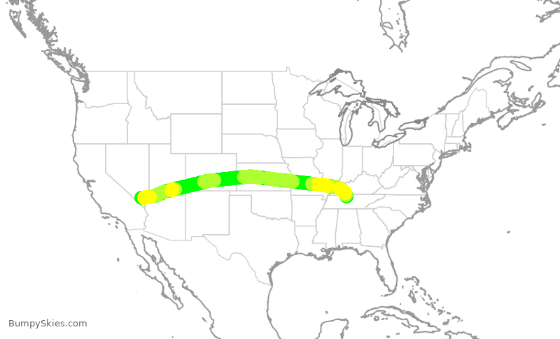 Turbulence forecast map for SWA2188, LAS to BNA