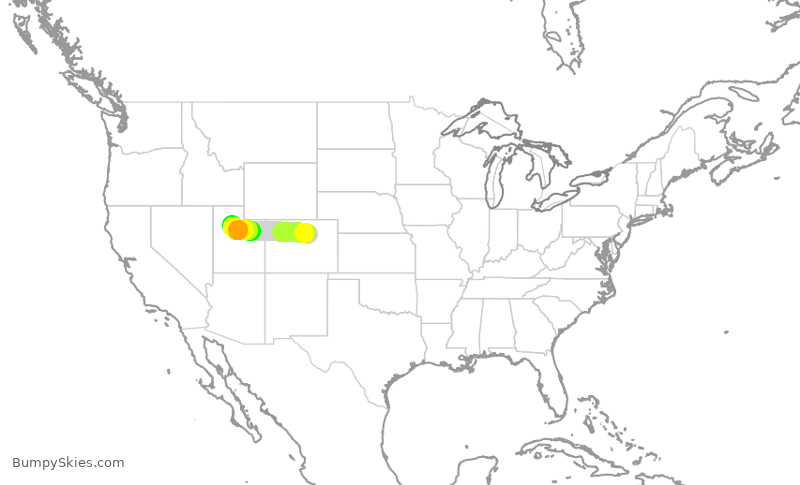 Turbulence forecast map for SWA2192, DEN to SLC