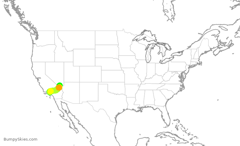 Turbulence forecast map for SWA2196, LAS to BUR