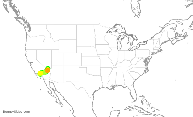 Turbulence forecast map for SWA2198, LAS to BUR
