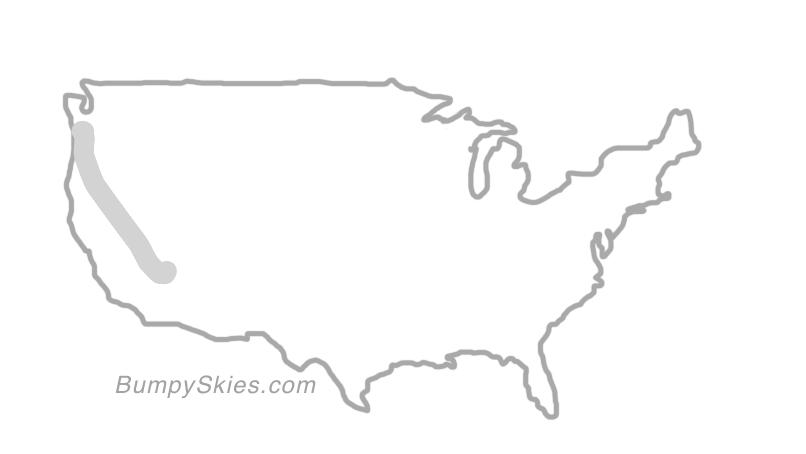 Map of continental US with illustrated flight path and turbulence forecast (described in text below)