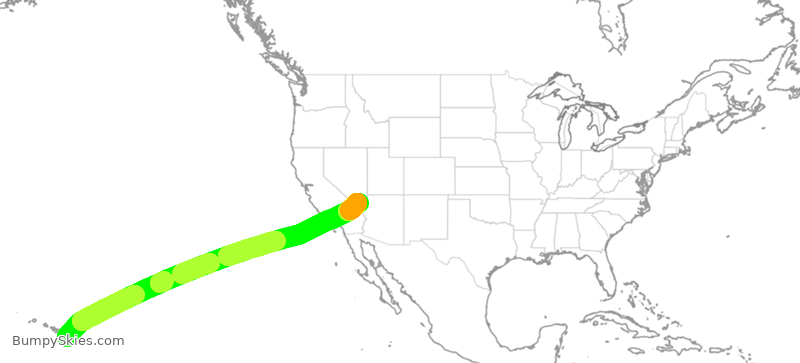 Turbulence forecast map for SWA2205, ITO to LAS