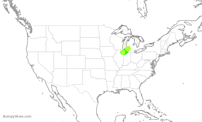 Turbulence forecast map for SWA2206, MDW to GRR