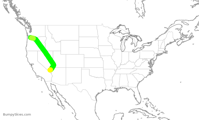 Turbulence forecast map for SWA2208, LAS to PDX