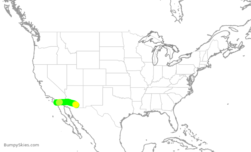 Turbulence forecast map for SWA2216, TUS to SAN