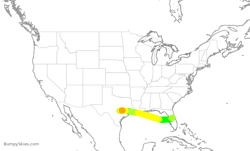 Turbulence forecast map for SWA2217, AUS to MCO