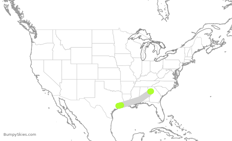 Turbulence forecast map for SWA2217, HOU to ATL