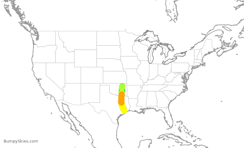 Turbulence forecast map for SWA2221, HOU to TUL