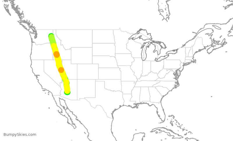 Turbulence forecast map for SWA2229, GEG to PHX