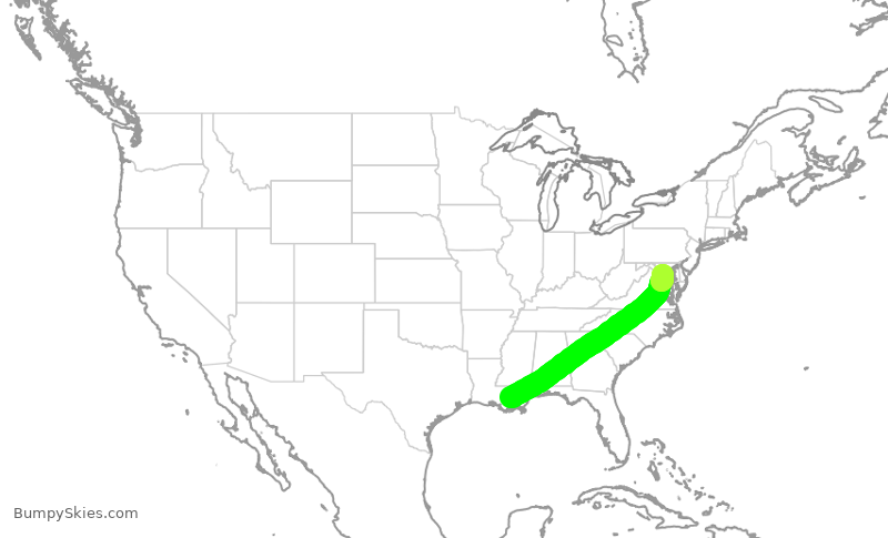 Turbulence forecast map for SWA222, MSY to DCA