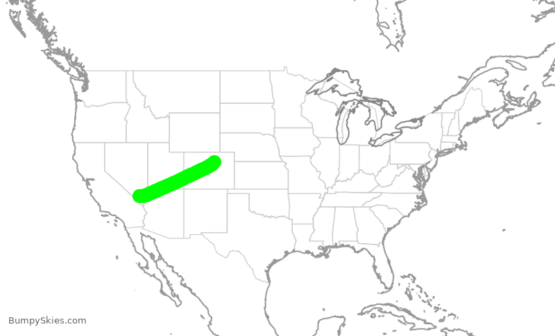 Turbulence forecast map for SWA2230, LAS to DEN