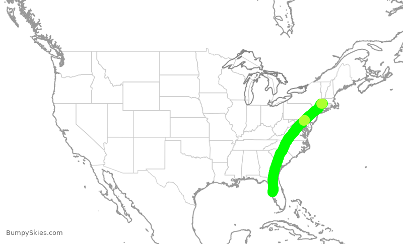 Turbulence forecast map for SWA2231, BDL to TPA