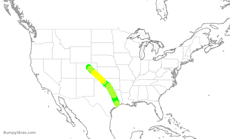 Turbulence forecast map for SWA2231, HOU to DEN