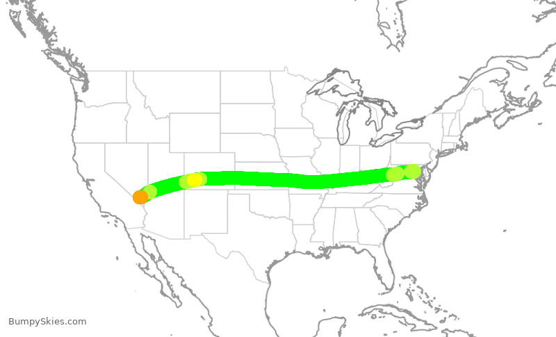Turbulence forecast map for SWA2232, DCA to LAS