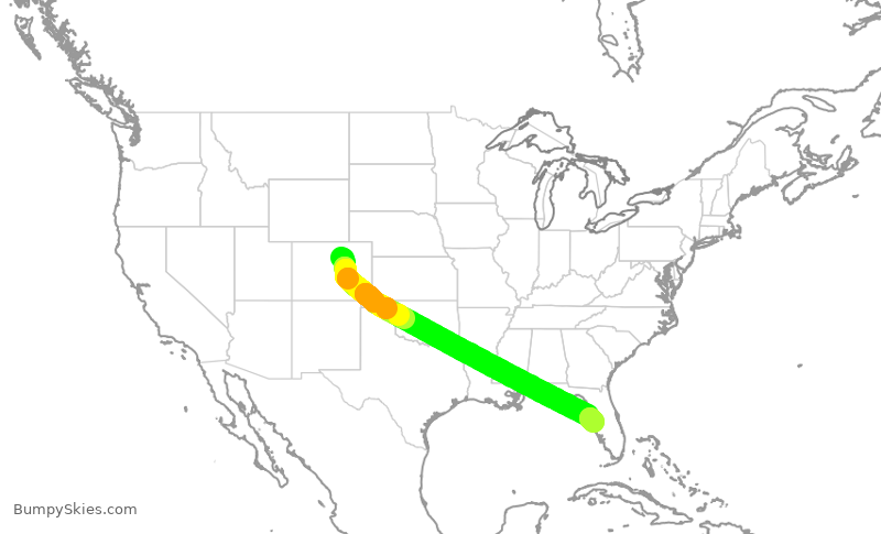 Turbulence forecast map for SWA2232, DEN to TPA