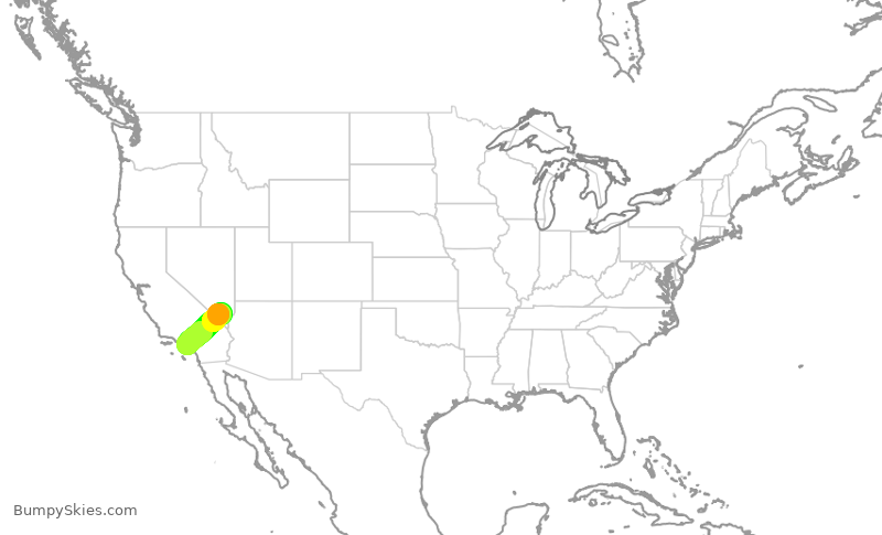 Turbulence forecast map for SWA2234, LGB to LAS