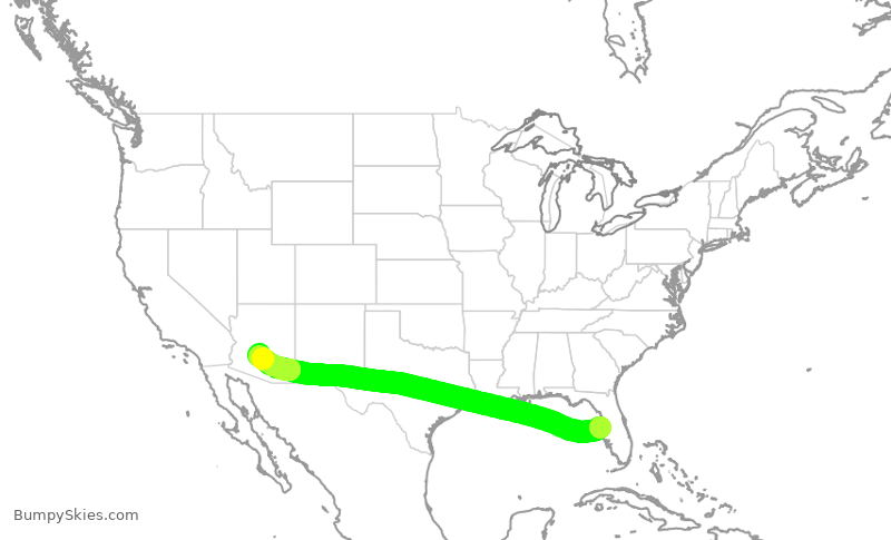 Turbulence forecast map for SWA2236, TPA to PHX