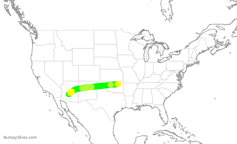 Turbulence forecast map for SWA2236, TUL to PHX