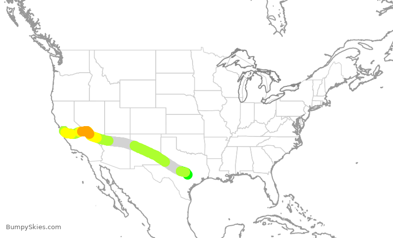 Turbulence forecast map for SWA2239, SJC to AUS