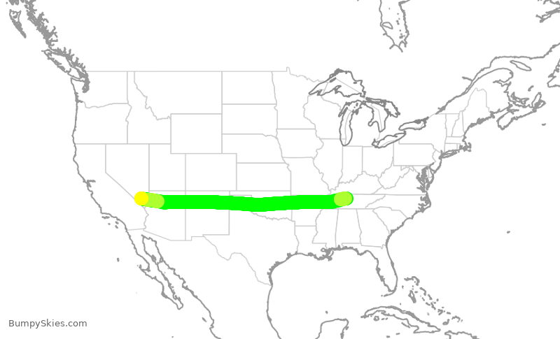 Turbulence forecast map for SWA2241, LAS to BNA