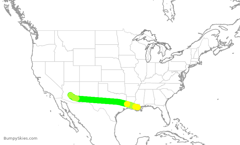 Turbulence forecast map for SWA2241, PHX to MSY