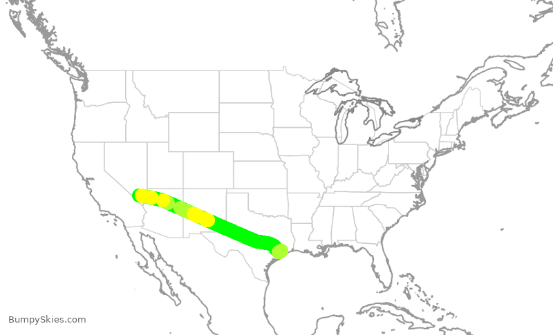 Turbulence forecast map for SWA2243, LAS to HOU