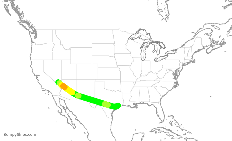 Turbulence forecast map for SWA2244, LAS to HOU