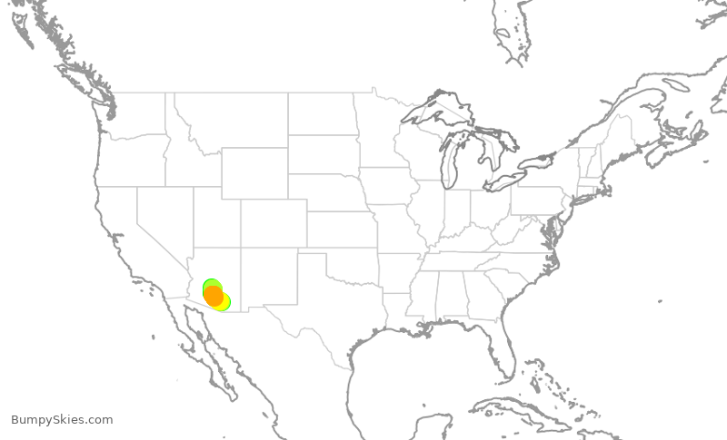 Turbulence forecast map for SWA2247, PHX to TUS