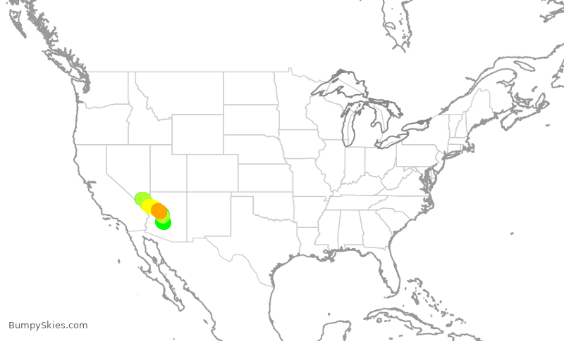 Turbulence forecast map for SWA2248, LAS to PHX