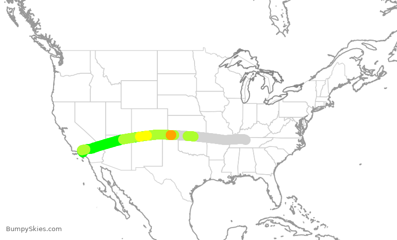 Turbulence forecast map for SWA224, BNA to BUR