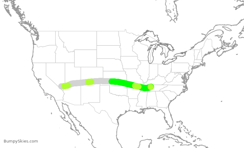 Turbulence forecast map for SWA2251, LAS to BNA