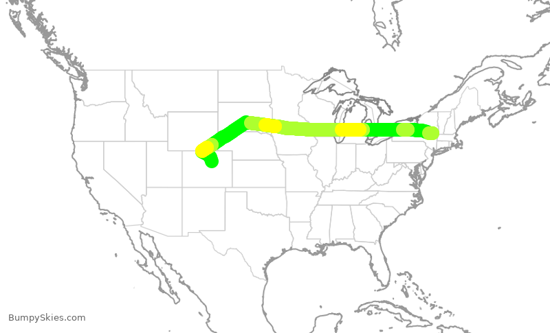 Turbulence forecast map for SWA2252, ALB to DEN