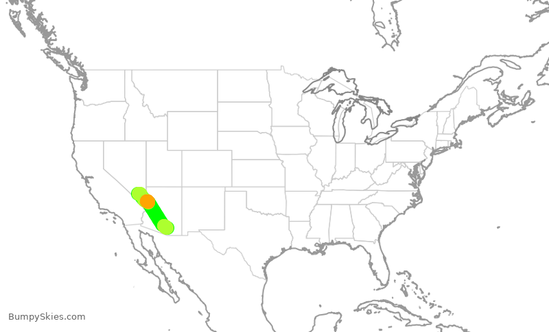 Turbulence forecast map for SWA2254, LAS to TUS