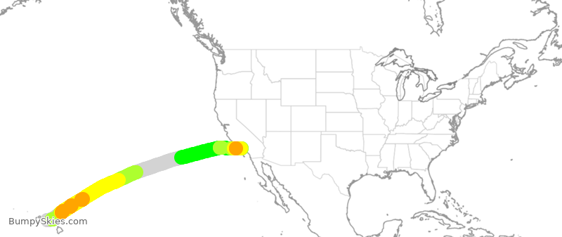Turbulence forecast map for SWA2262, HNL to LAX
