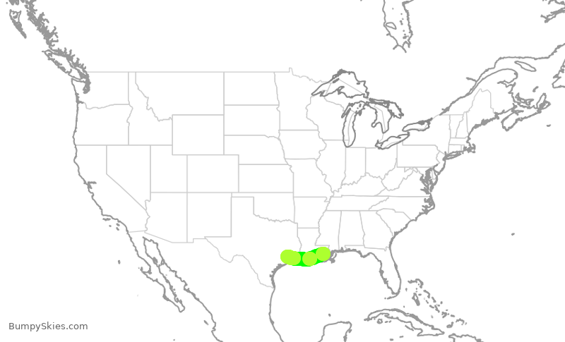 Turbulence forecast map for SWA2263, MSY to HOU