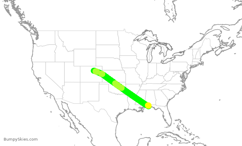 Turbulence forecast map for SWA2264, DEN to PNS